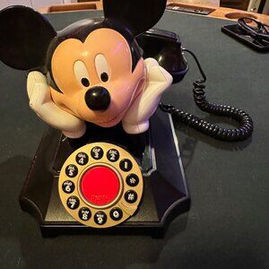 Vintage Mickey Mouse Desk Phone Segan TeleMania Push Button Rotary